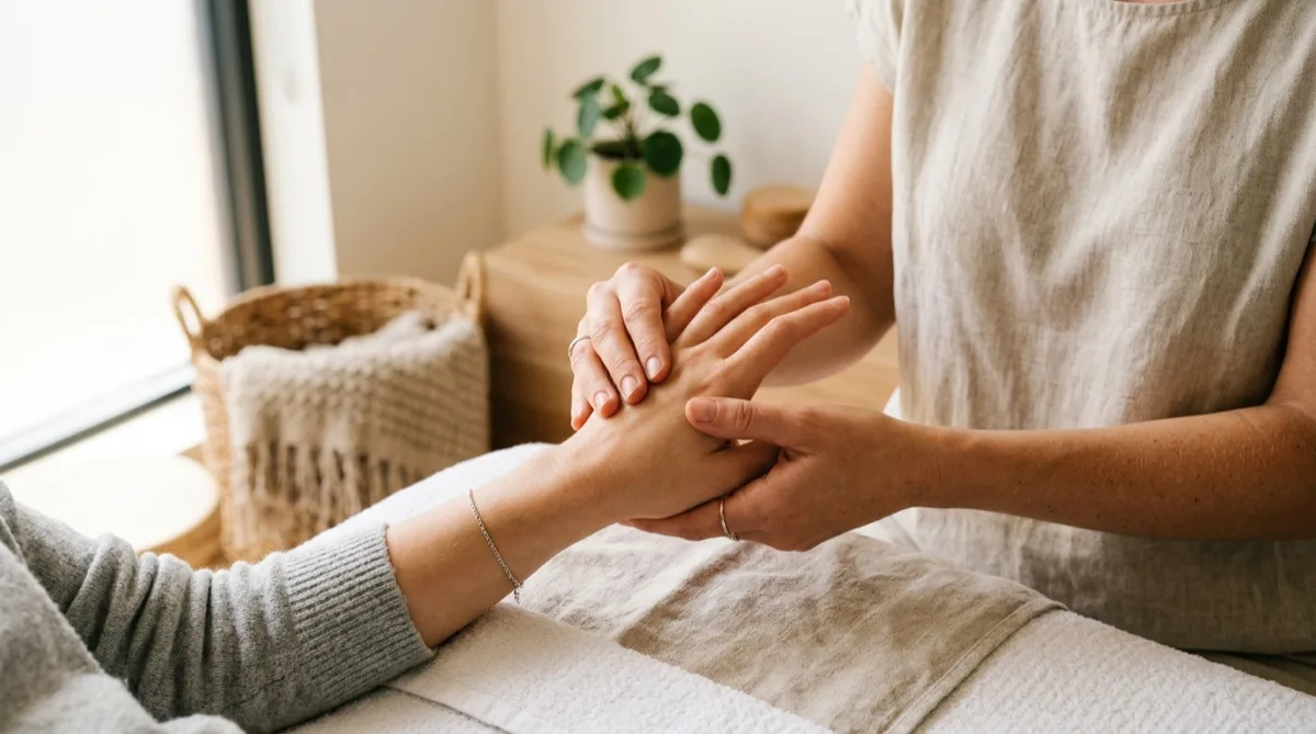 Ilustração dos sintomas da artrite reumatóide nas articulações das mãos