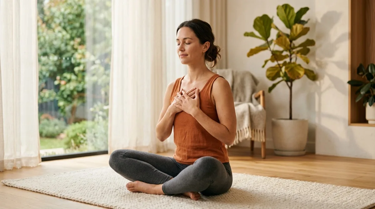 Ilustração de uma pessoa a experienciar um ataque de ansiedade com sintomas físicos e emocionais