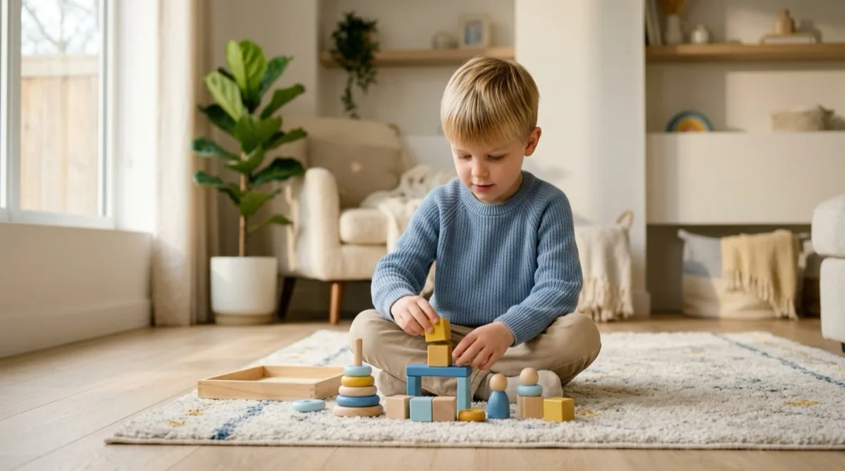 Criança a brincar sozinha, ilustrando os sinais precoces do autismo