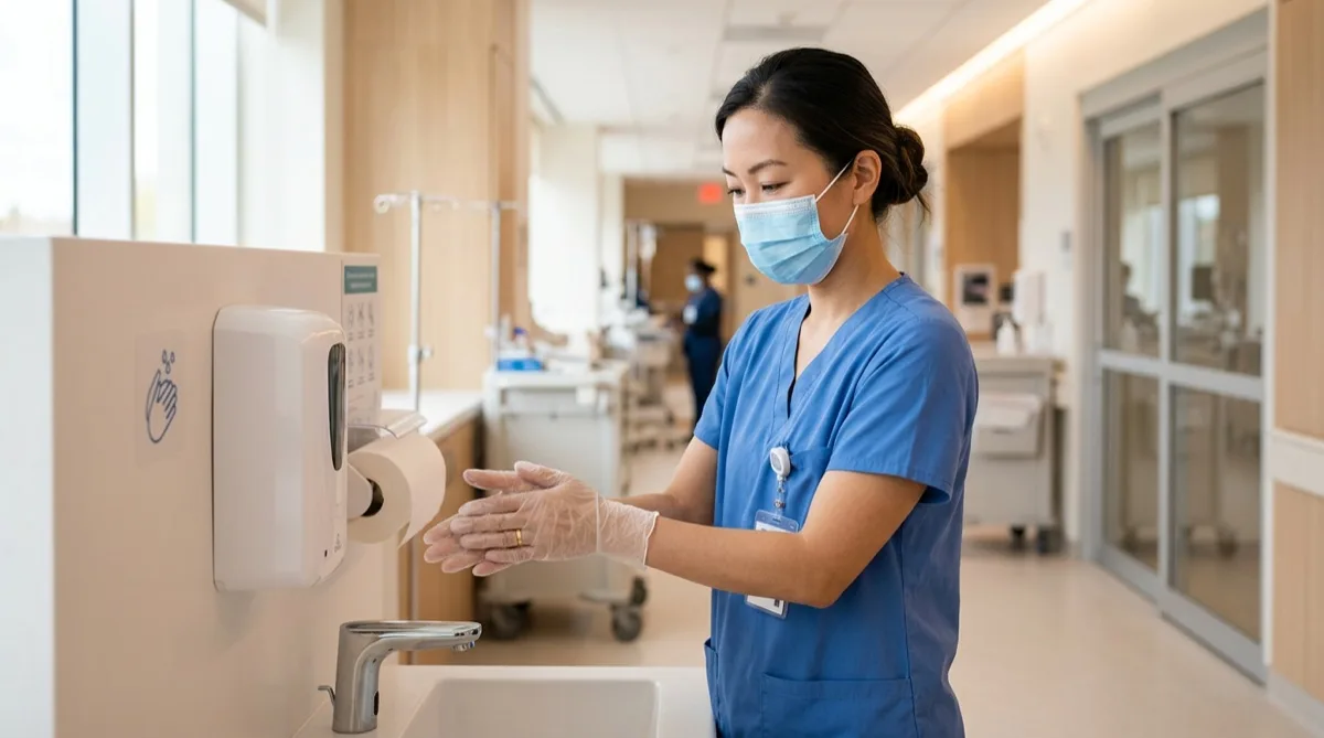 Ilustração informativa sobre os sintomas e riscos da infeção por Candida auris