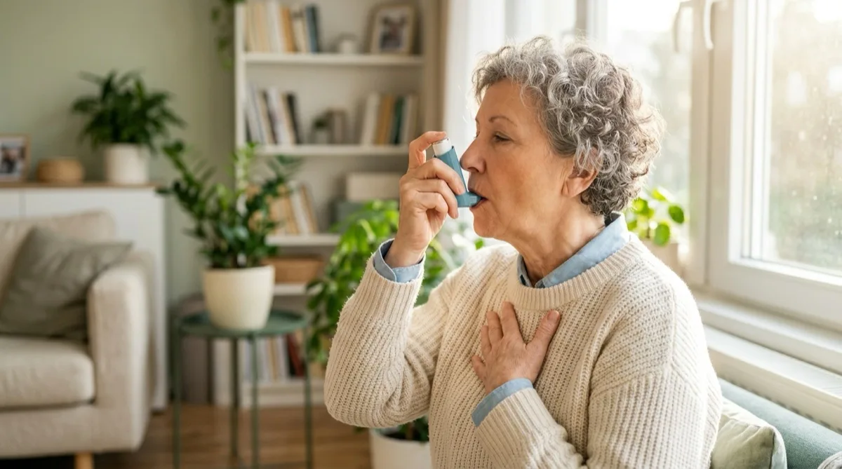 Ilustração dos pulmões com obstrução das vias aéreas representando a DPOC — Doença Pulmonar Obstrutiva Crónica