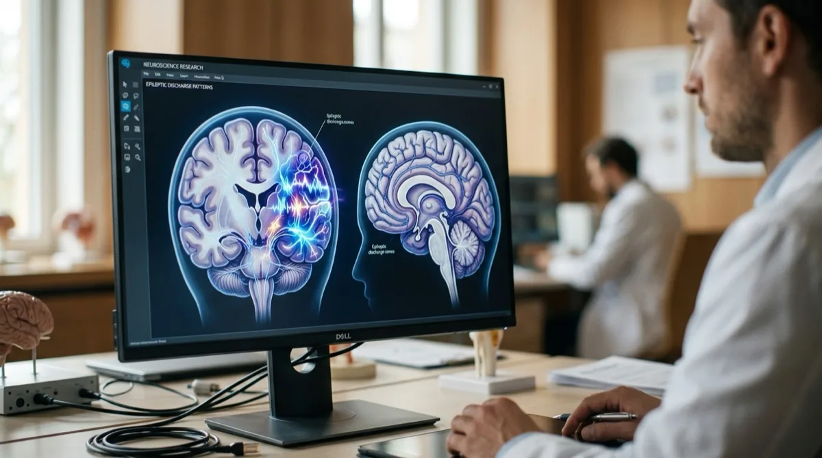 Ilustração do cérebro com atividade elétrica anormal associada à epilepsia