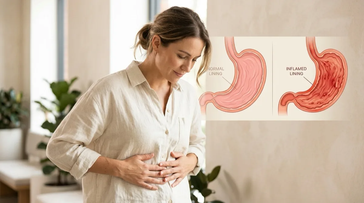 Ilustração do estômago inflamado representando os sintomas de gastrite
