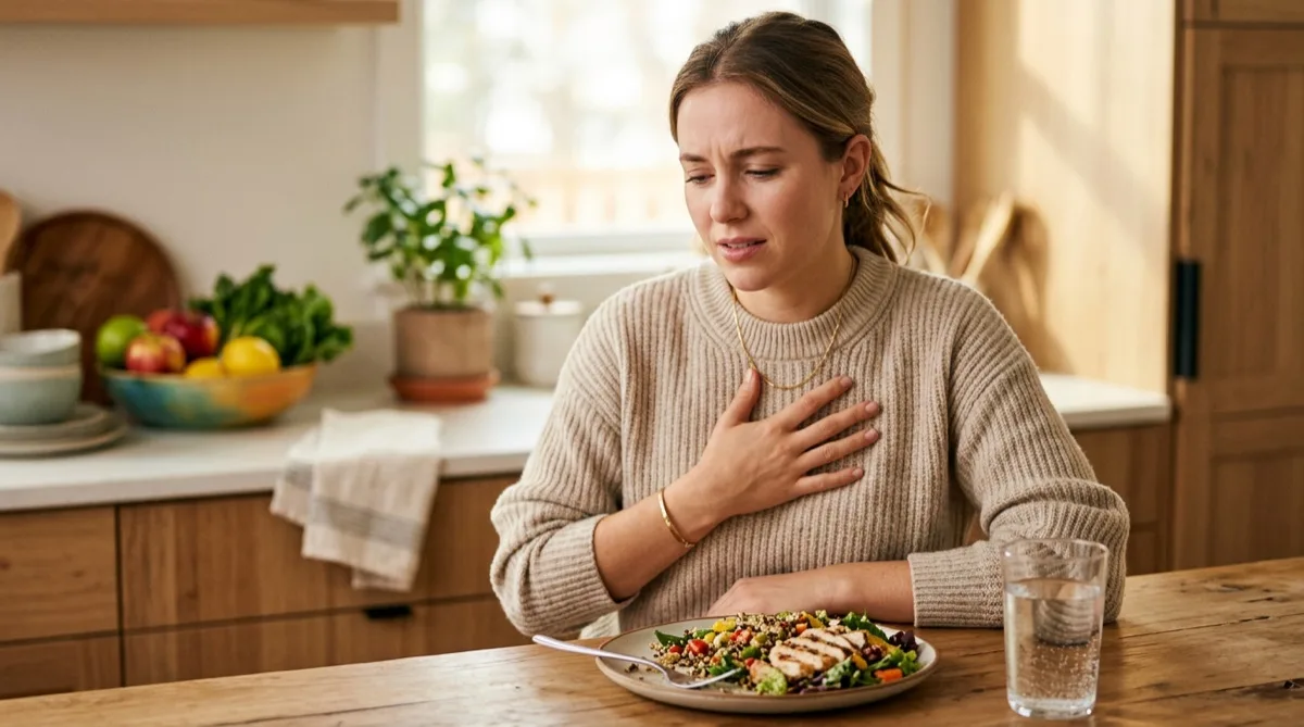 Ilustração do refluxo gastroesofágico e do sistema digestivo