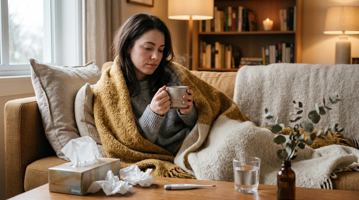 Ilustração dos principais sintomas de gripe